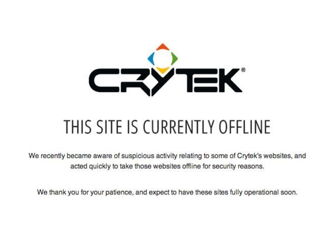 Crytek-Webseiten offline
